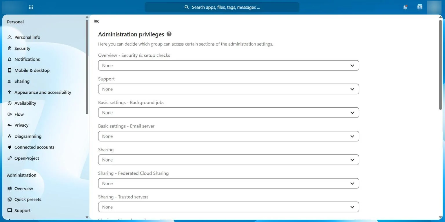 ISOFT DMS: delegação de secções da administração a grupos