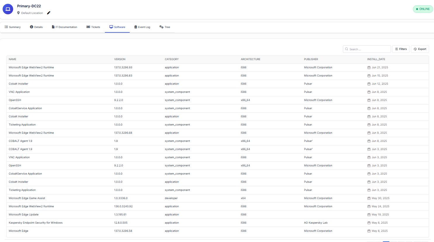 Software Inventory